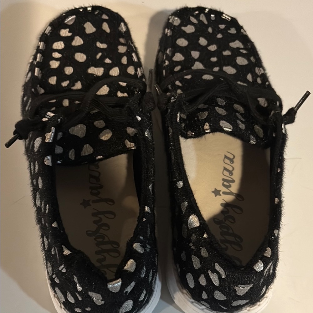 Gypsy Jazz Black and White Moccasins with Polka Dot Design